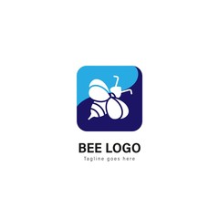 Bee logo template design. Bee logo with modern frame vector design