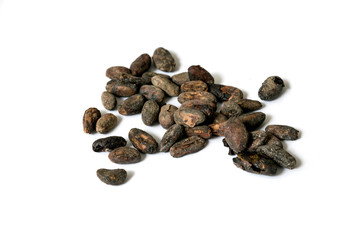 cacao beans on white background