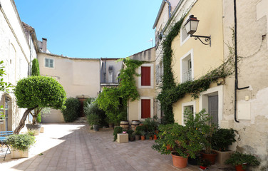 View of a typical courtyard house in Salon de Provence, France.