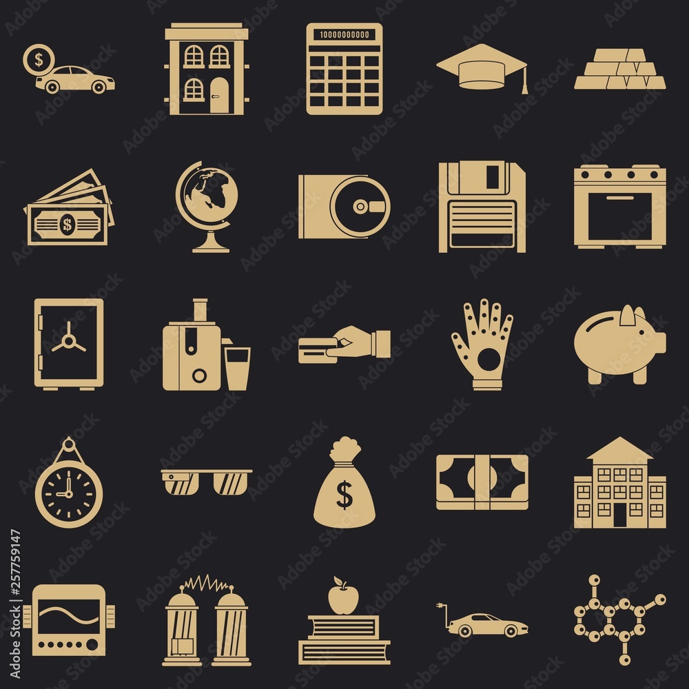 Poster borrowing icons set. simple set of 25 borrowing vector icons for web for any design