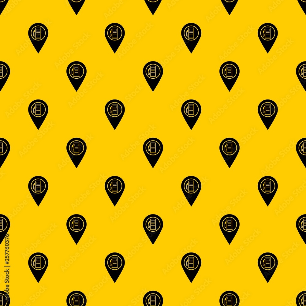 Poster map pointer with gas station symbol pattern seamless vector repeat geometric yellow for any design