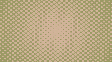 Green and beige pop art background in comics style with halftone dots design, vintage kitsch vector backdrop with isolated dots.