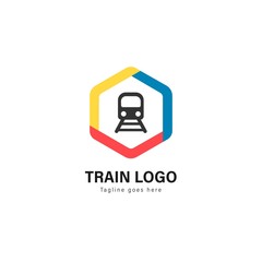 Train logo template design. Train logo with modern frame vector design