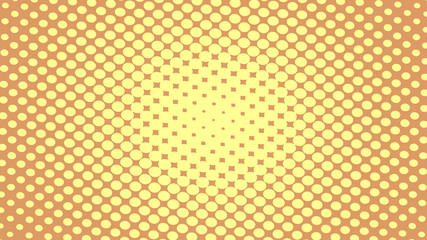 Bright beige and yellow retro pop art background with dots. Vector abstract background with halftone dots design.