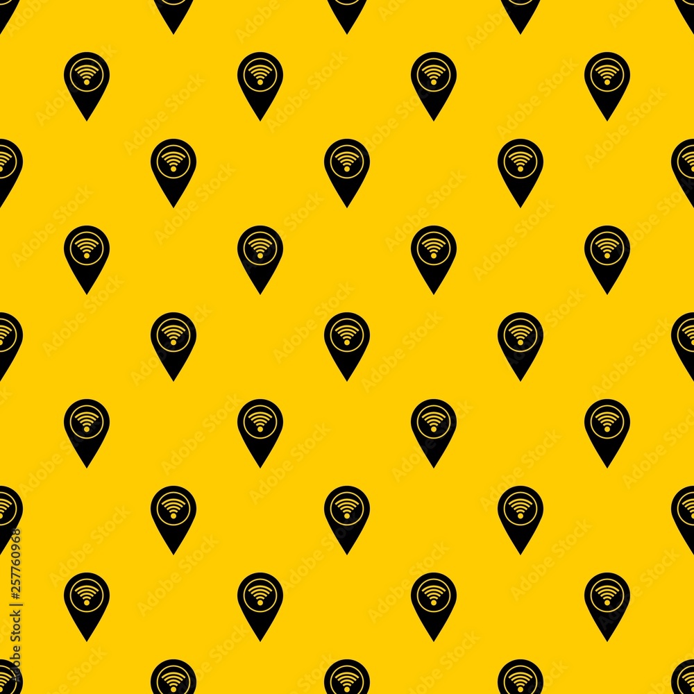 Poster map pin pointer with wi fi symbol pattern seamless vector repeat geometric yellow for any design