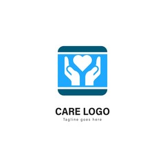 Care logo template design. Care logo with modern frame vector design