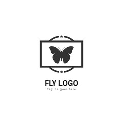 Butterfly logo template design. Butterfly logo with modern frame vector design