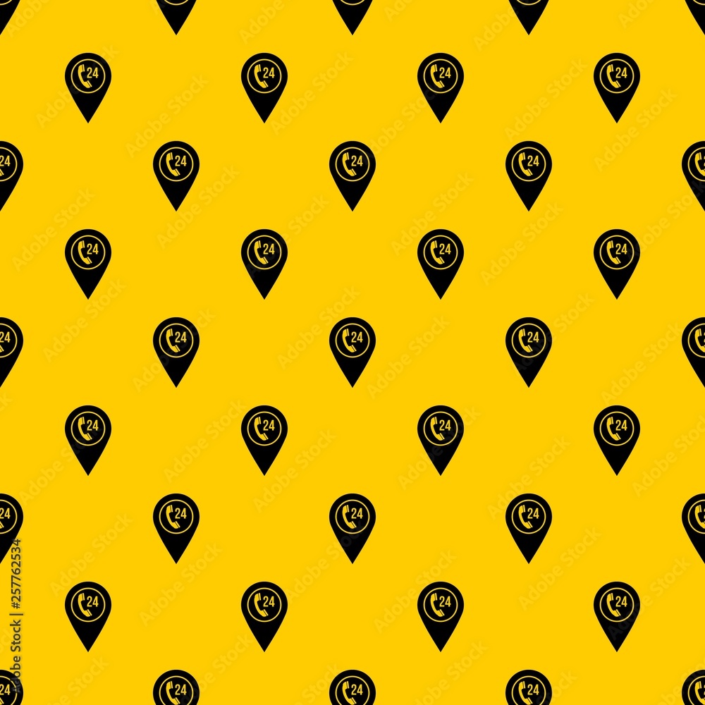 Poster map pointer with phone handset sign pattern seamless vector repeat geometric yellow for any design