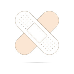Adhesive plaster icon, medical adhesive plaster symbol vector illustration. - Vector