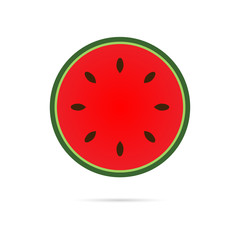 Watermelon icon. Vector illustration of a half watermelon, a symbol of a berry cut in half. - Vector
