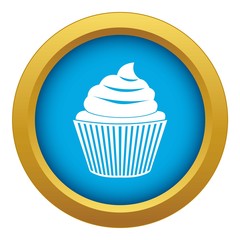 Cupcake icon blue vector isolated on white background for any design