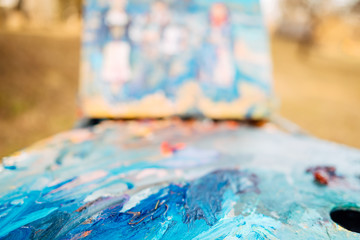 macro close up of different color oil paint. colorful acrylic. modern art concept