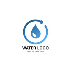 Water logo template design. Water logo with modern frame vector design