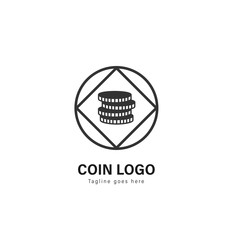 Coin logo template design. Coin logo with modern frame vector design