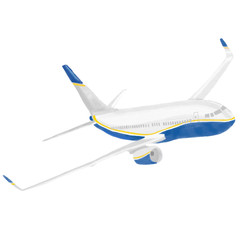 Hand drawn watercolor aircraft