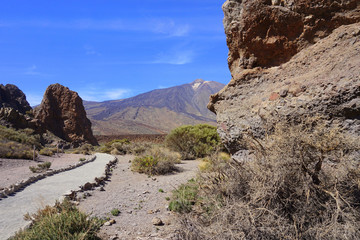 Mount Teide and hiking trail in Tenerife, Spain