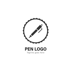 Pen logo template design. Pen logo with modern frame vector design