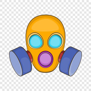 Gas mask icon in cartoon style isolated on background for any web design 