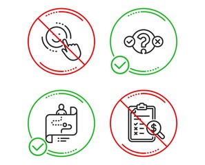 Do or Stop. Smile, Quiz test and Journey path icons simple set. Accounting report sign. Positive feedback, Select answer, Project process. Check finance. Business set. Line smile do icon. Vector