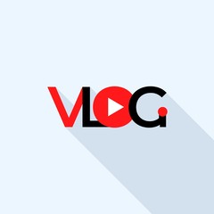 Funny vlog logo. Flat illustration of funny vlog vector logo for web design