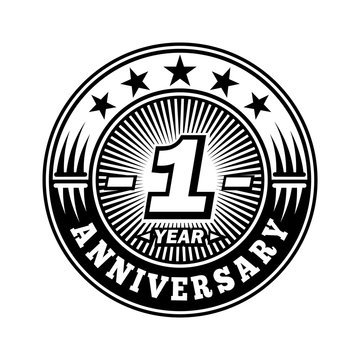 1 year anniversary. Anniversary logo design. Vector and illustration.
