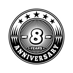 8 years anniversary. Anniversary logo design. Vector and illustration.