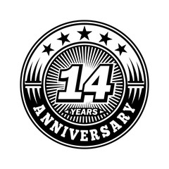 14 years anniversary. Anniversary logo design. Vector and illustration.