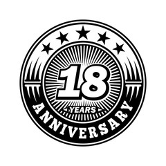 18 years anniversary. Anniversary logo design. Vector and illustration.