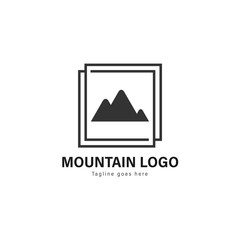 Mountain logo template design. Mountain logo with modern frame vector design