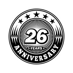 26 years anniversary. Anniversary logo design. Vector and illustration.