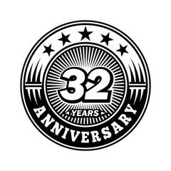 32 years anniversary. Anniversary logo design. Vector and illustration.