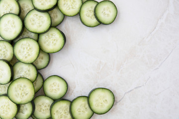 Cucumber Slices on Marble Surface