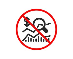 No or Stop. Check investment icon. Business audit sign. Check finance symbol. Prohibited ban stop symbol. No check investment icon. Vector