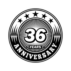 36 years anniversary. Anniversary logo design. Vector and illustration.