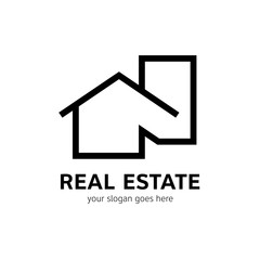 Real estate logo template. House icon in line style