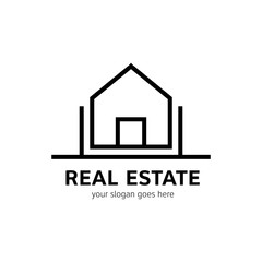 Real estate logo template. House icon in line style