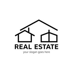 Real estate logo template. House icon in line style