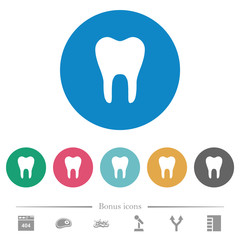 Single tooth flat round icons