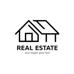 Real estate logo template. House icon in line style