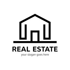 Real estate logo template. House icon in line style