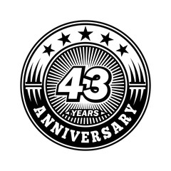 43 years anniversary. Anniversary logo design. Vector and illustration.