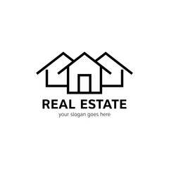 Real estate logo template. House icon in line style