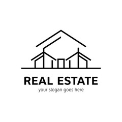 Real estate logo template. House icon in line style