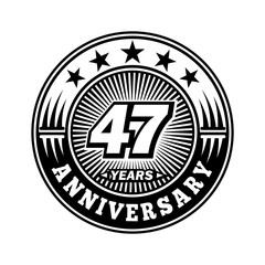 47 years anniversary. Anniversary logo design. Vector and illustration.