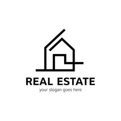 Real estate logo template. House icon in line style