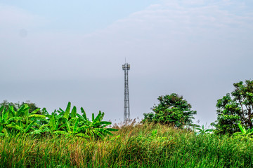 Obraz premium Telecommunication poles, in the countryside