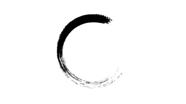 Circle draw on white background, 8 animated design elements of highlighting, black marker animation with alpha channel.