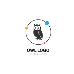 Owl logo template design. Owl logo with modern frame vector design