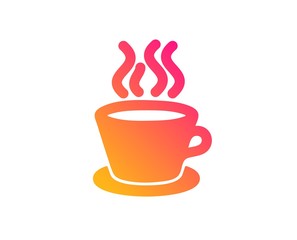 Tea or Coffee icon. Hot drink sign. Fresh beverage symbol. Classic flat style. Gradient tea cup icon. Vector