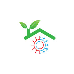 Hot and Cool eco green home logo design